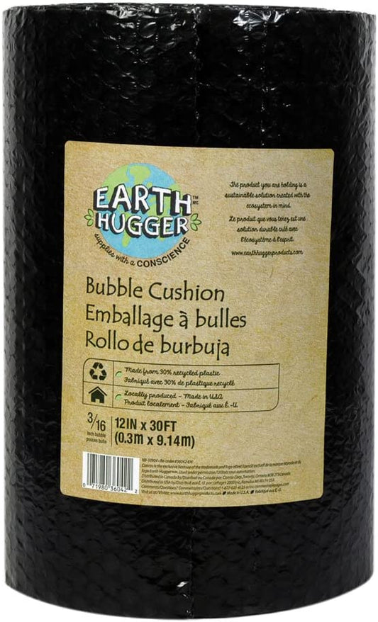 Earth Hugger 12" x 30' Packing Bubble Cushion Wrap, Black Tint