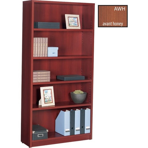 Global Genao Bookcase  36" x 12" x 72" - 5 x Shelf(ves) - Laminate, Avant Honey