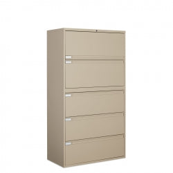 Global 9300 Plus Fixed Lateral File Cabinet - 5-Drawer - 36" x 18" x 65.3" - 5 x Drawer(s) - Lockable - Nevada - Metal