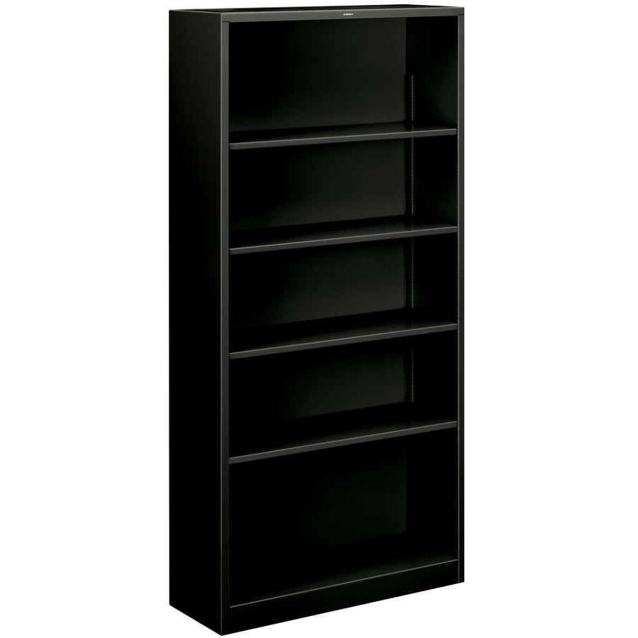 HON S72ABCP Black 5 Shelf Metal Bookcase 34 1/2" x 12 5/8" x 71"