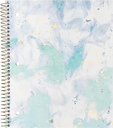 Five Star Spiral Notebooks, 3 Subject, College Ruled, 11" x 8-1/2", Cute Designs Bright Color