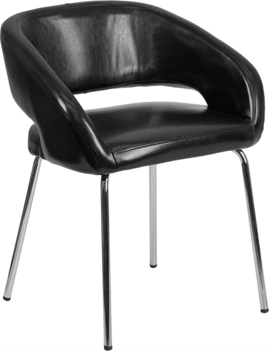 Flash Furniture Fusion Series Contemporary Leather Side Reception Chair - Black
