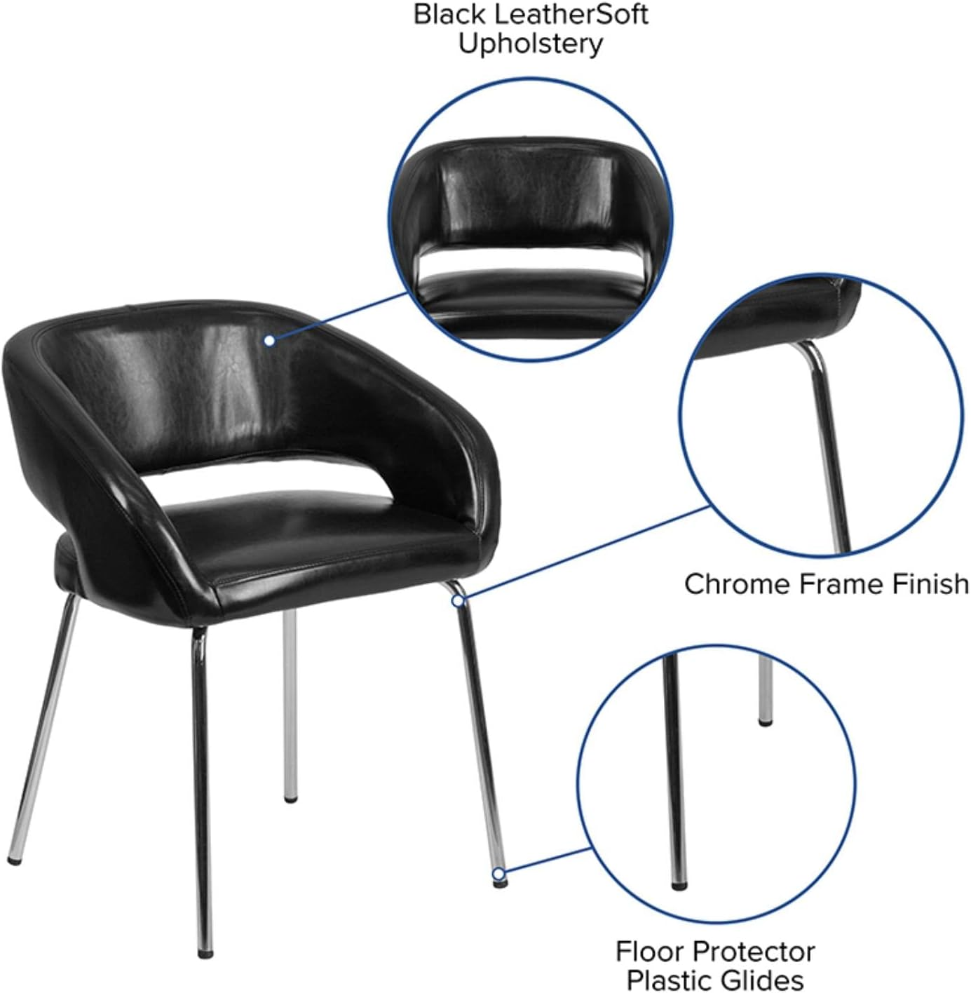 Flash Furniture Fusion Series Contemporary Leather Side Reception Chair - Black